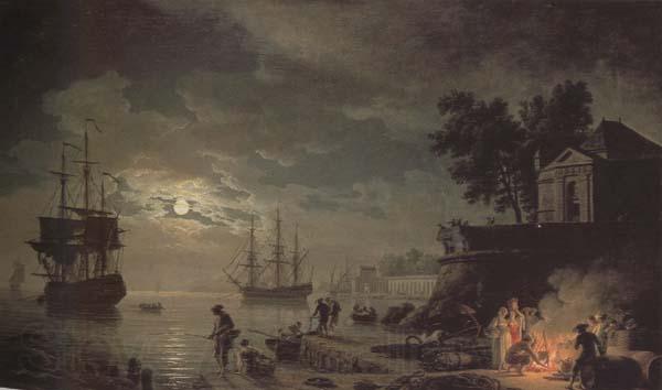 Claude-joseph Vernet Night,A Port in Moonlight (mk43) Germany oil painting art
